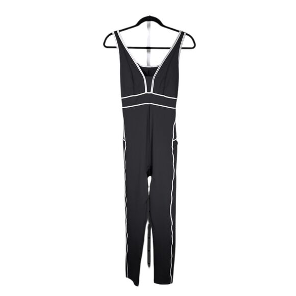 Free People Movement Jumpsuit Black Reflective You're A Peach One Piece L NWT - Picture 1 of 11